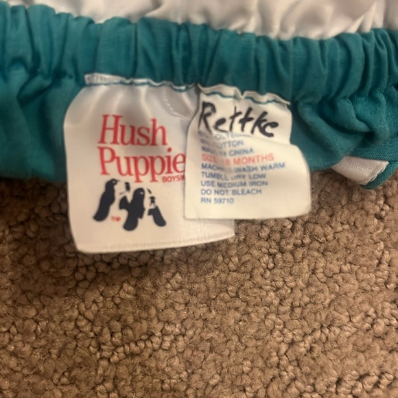 ✨VINTAGE✨ Hush Puppies 18 month romper! Teal and white w/ embroidered bicycle - Picture 3 of 6